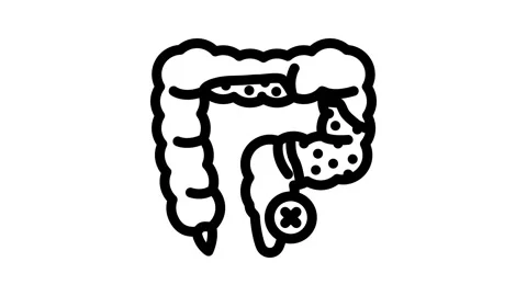Constipation treatment line icon animation Stock Footage 326749169