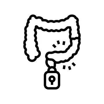 Constipation treatment line icon vector illustration Stock Illustration