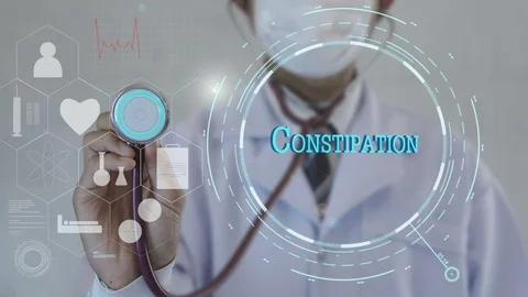 Constipation.Doctor using stethoscope on medicine background. Stock Footage 101462288