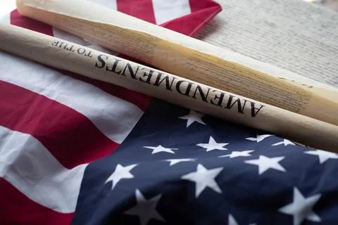 Constition USA with US flag Stock Photos