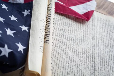 Constition USA with US flag Stock Photos