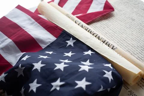 Constition USA with US flag Stock Photos