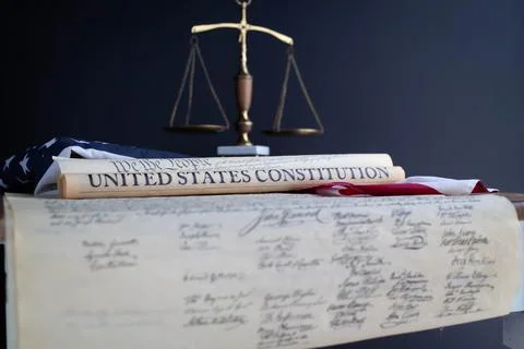 Constition USA with US flag Foto stock