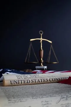 Constition USA with US flag Stock Photos