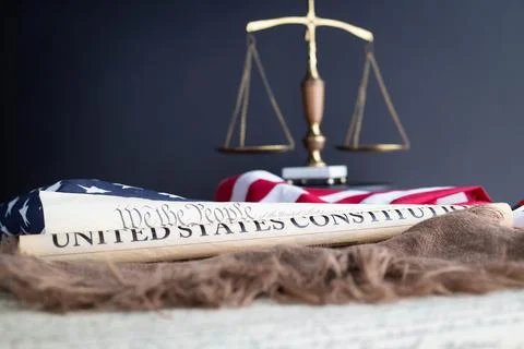 Constition USA with US flag Stock Photos