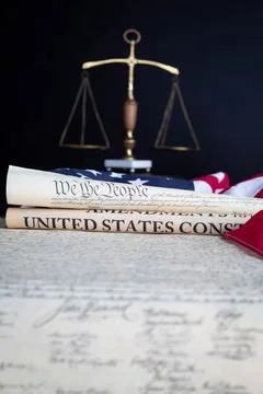 Constition USA with US flag Foto stock