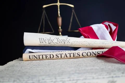 Constition USA with US flag Stock Photos