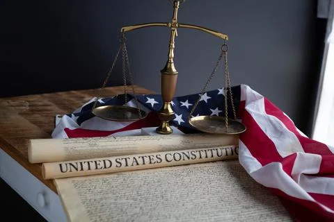 Constition USA with US flag Stock Photos