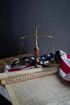 Constition USA with US flag Stock Photos