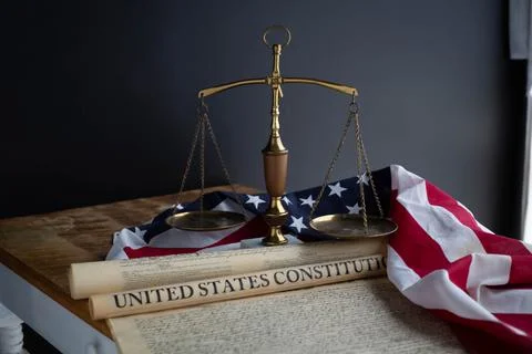 Constition USA with US flag Stock Photos