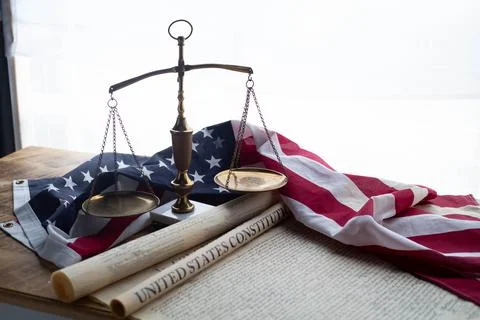 Constition USA with US flag Stock Photos