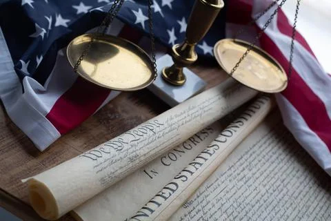 Constition USA with US flag Stock Photos