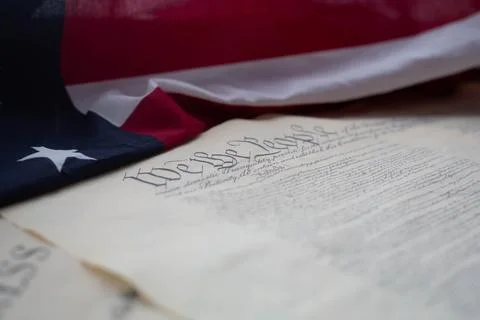 Constition USA with US flag Stock Photos