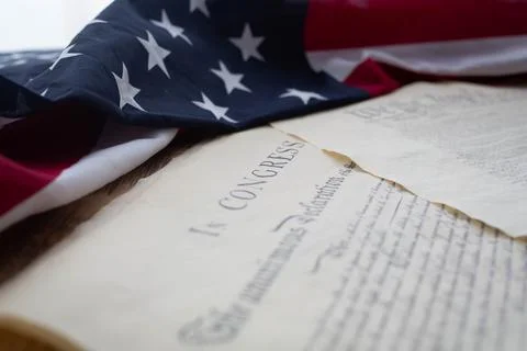 Constition USA with US flag Stock Photos