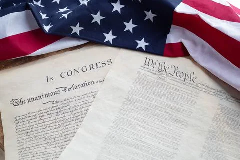 Constition USA with US flag Stock Photos