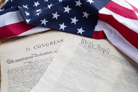 Constition USA with US flag Stock Photos