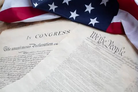 Constition USA with US flag Stock Photos