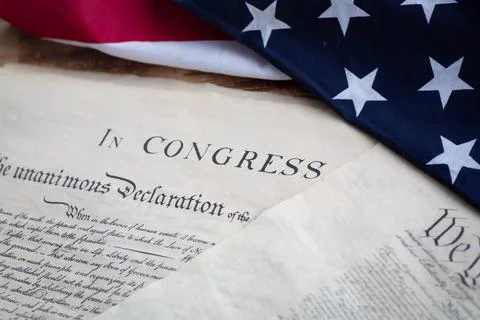 Constition USA with US flag Stock Photos