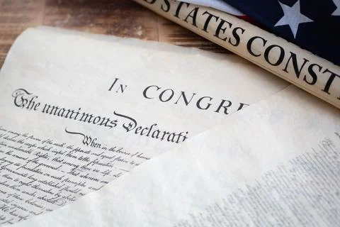 Constition USA with US flag Stock Photos