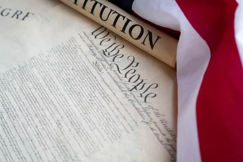 Constition USA with US flag Stock Photos