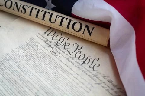 Constition USA with US flag Stock Photos