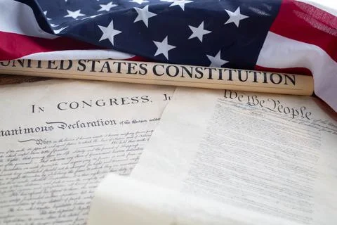 Constition USA with US flag Stock Photos