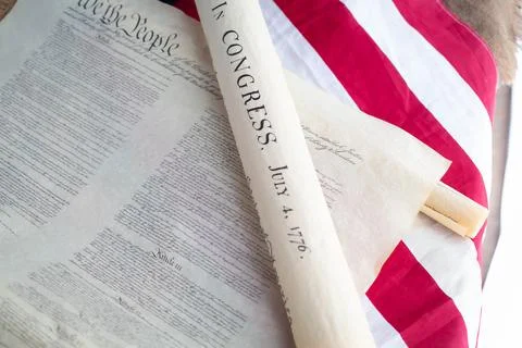 Constition USA with US flag Stock Photos