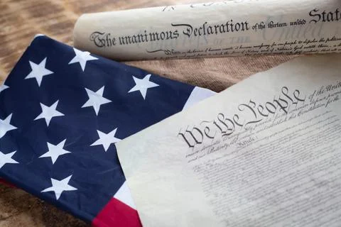 Constition USA with US flag Stock Photos