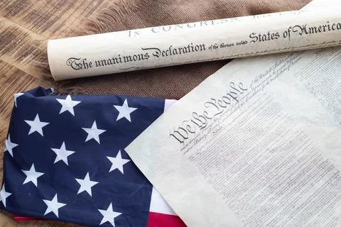 Constition USA with US flag Stock Photos