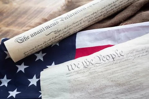 Constition USA with US flag Stock Photos