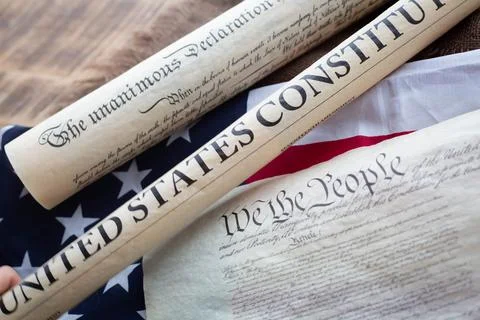 Constition USA with US flag Stock Photos