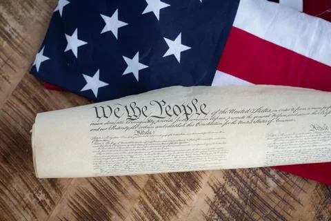 Constition USA with US flag Stock Photos