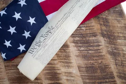 Constition USA with US flag Foto stock