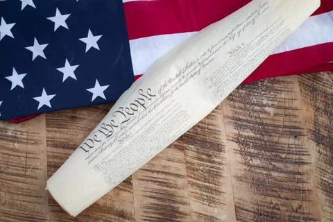 Constition USA with US flag Stock Photos