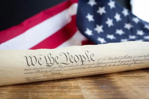 Constition USA with US flag Stock Photos