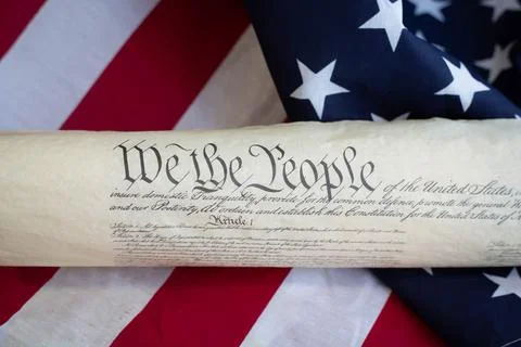 Constition USA with US flag Stock Photos