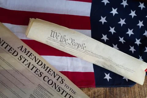 Constition USA with US flag Stock Photos