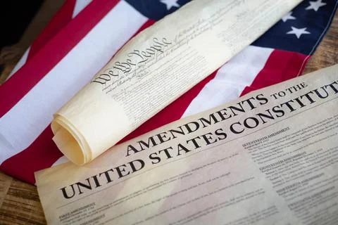 Constition USA with US flag Stock Photos