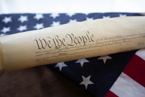 Constition USA with US flag Stock Photos