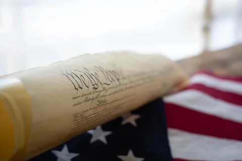 Constition USA with US flag Stock Photos