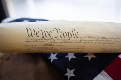 Constition USA with US flag Stock Photos