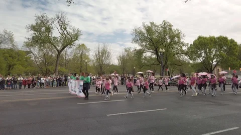 Constitution Avenue Washington CD Cherry Blossom Parade 2019 Stock Footage 106483238