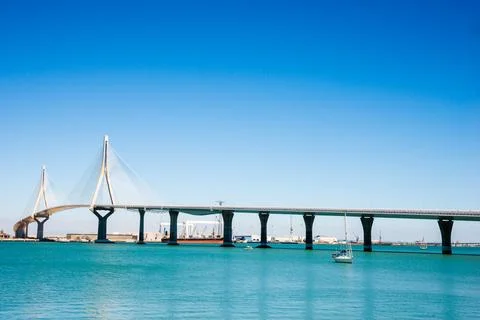 Constitution Bridge, called La Pepa, in the Bay of Cadiz, Andalusia. Spain... Foto stock