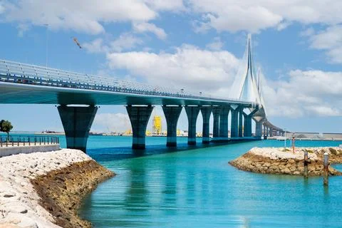 Constitution Bridge, called La Pepa, in the Bay of Cadiz Stock Photos