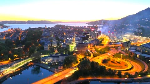 Constitution Day fireworks in Bergen Stock-Footage 309447522