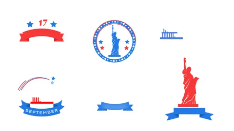 Constitution Day greeting card set animation. In United States it is celebrated Stock Footage 138696417