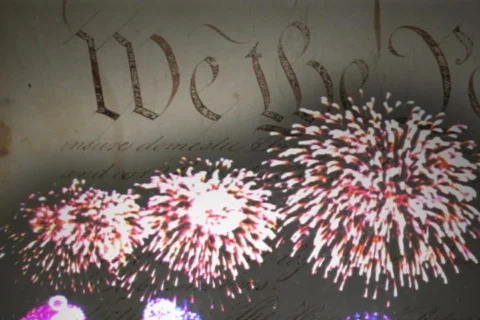 Constitution Fireworks Composition - Color Stock Footage 705022