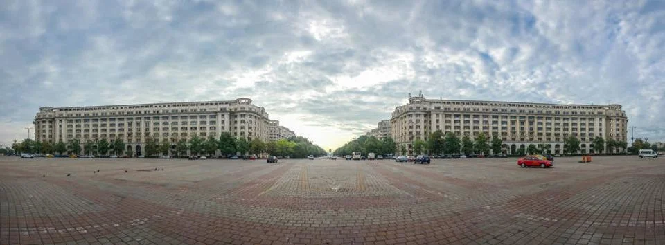  Constitution Square in Bucharest BUCHAREST, ROMANIA - 07.20.2018. Piata C... Stock Photos