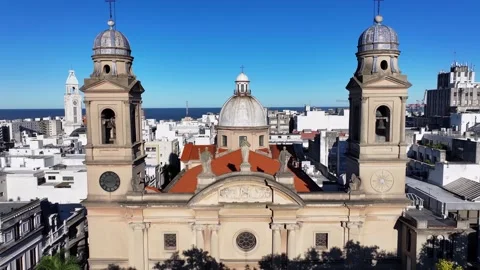 Constitution Square. Metropolitan Cathedral. Medieval Building. Downtown Stock Footage 340237401