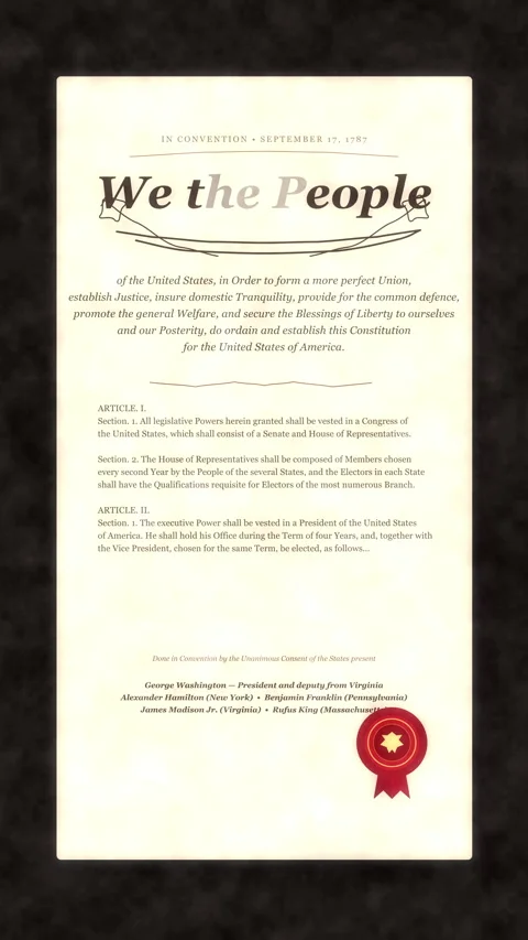 Constitution, united states, document, parchment, american, vintage, law, h.. Stock Footage 346546377